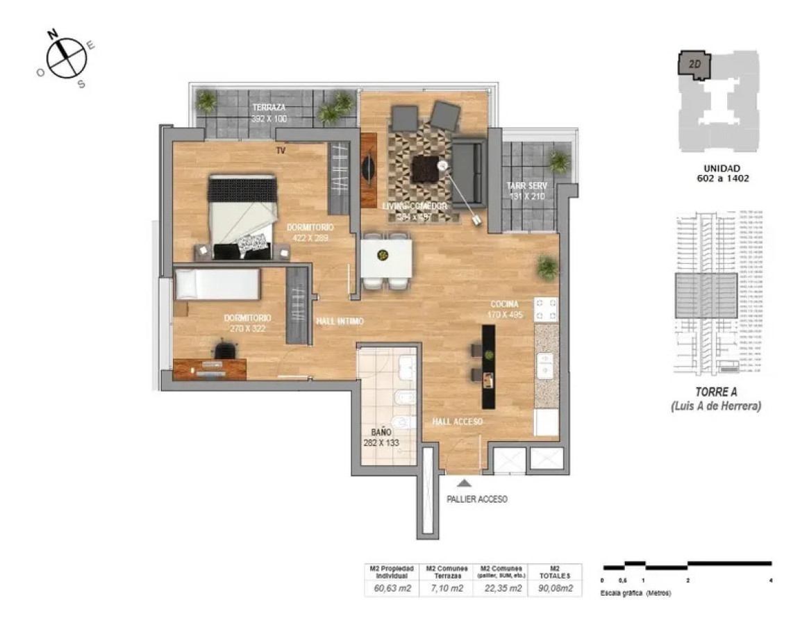 Apartamento ID.6189 - Alquiler Apartamento 2 Dormitorio Jacinto Vera con balcon