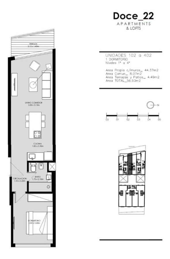 Apartamento ID.6754 - Alquiler Apartamento 1 Dormitorio Pocitos con balcon y garaje 