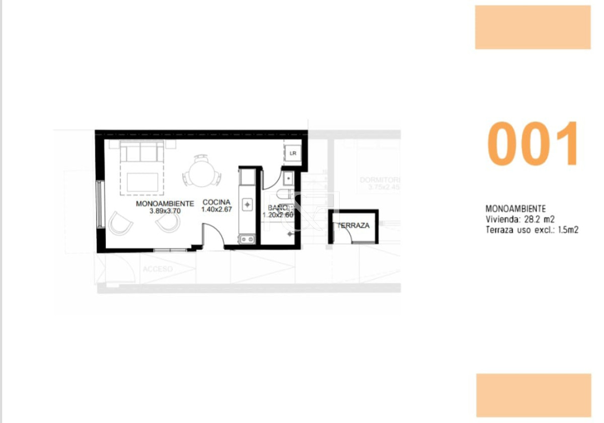 Apartamento ID.2774 - VENTA MONOAMBIENTE CON TERRAZA EN TRES CRUCES