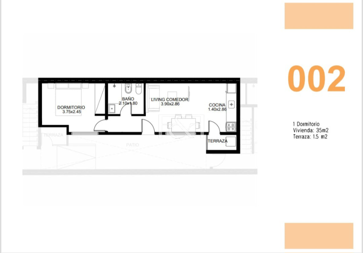 Apartamento ID.2775 - VENTA APARTAMENTO 1 DORMITORIO CON TERRAZA EN TRES CRUCES