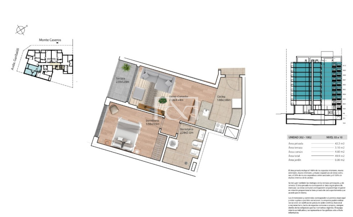 Apartamento ID.2748 - Alquiler tres cruces 1 Dormitorio