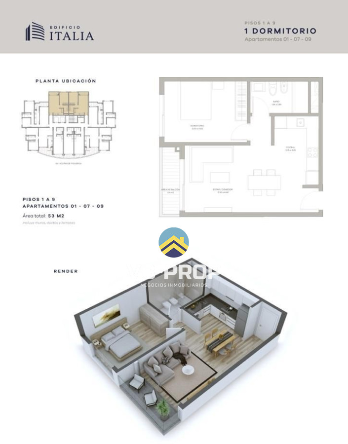 Apartamento ID.309 - Alquiler apartamento 1 dormitorio Edificio Italia Maldonado 