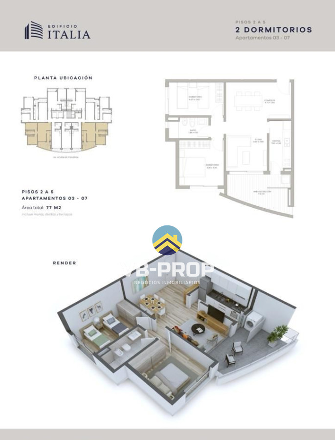 Apartamento ID.356 - Venta apartamento 2 dormitorios + cochera centro Maldonado Edificio Italia