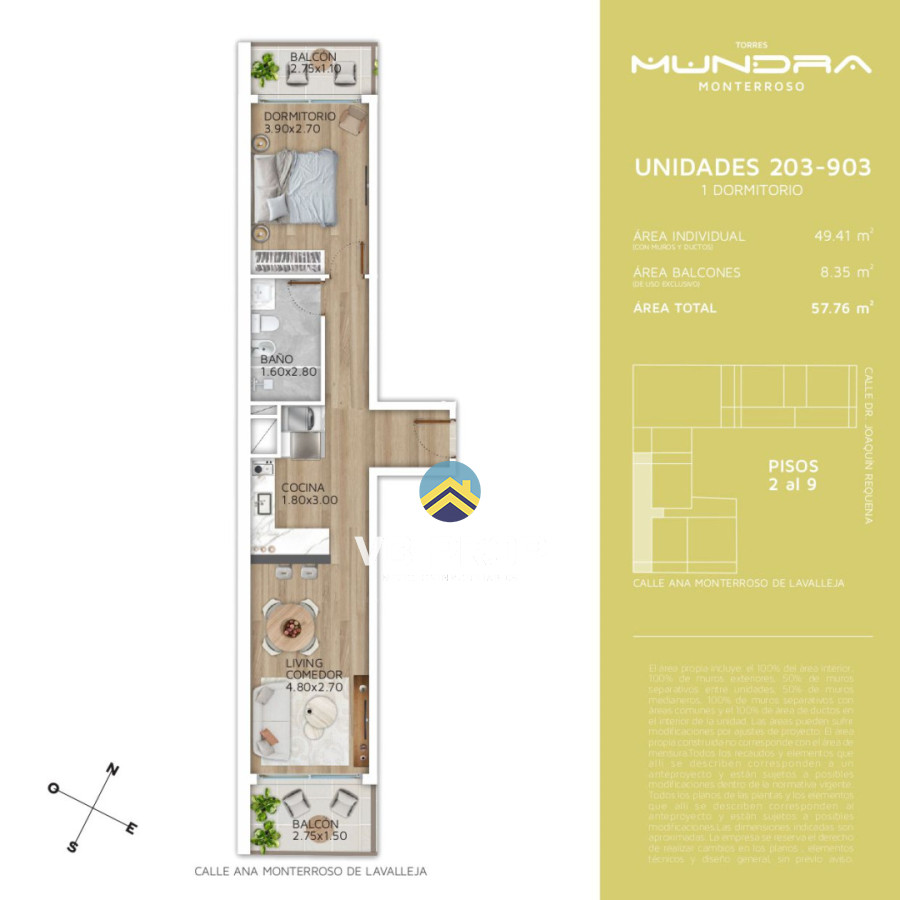 Apartamento ID.490 - Alquiler apartamento 1 dormitorio cordon + cochera 