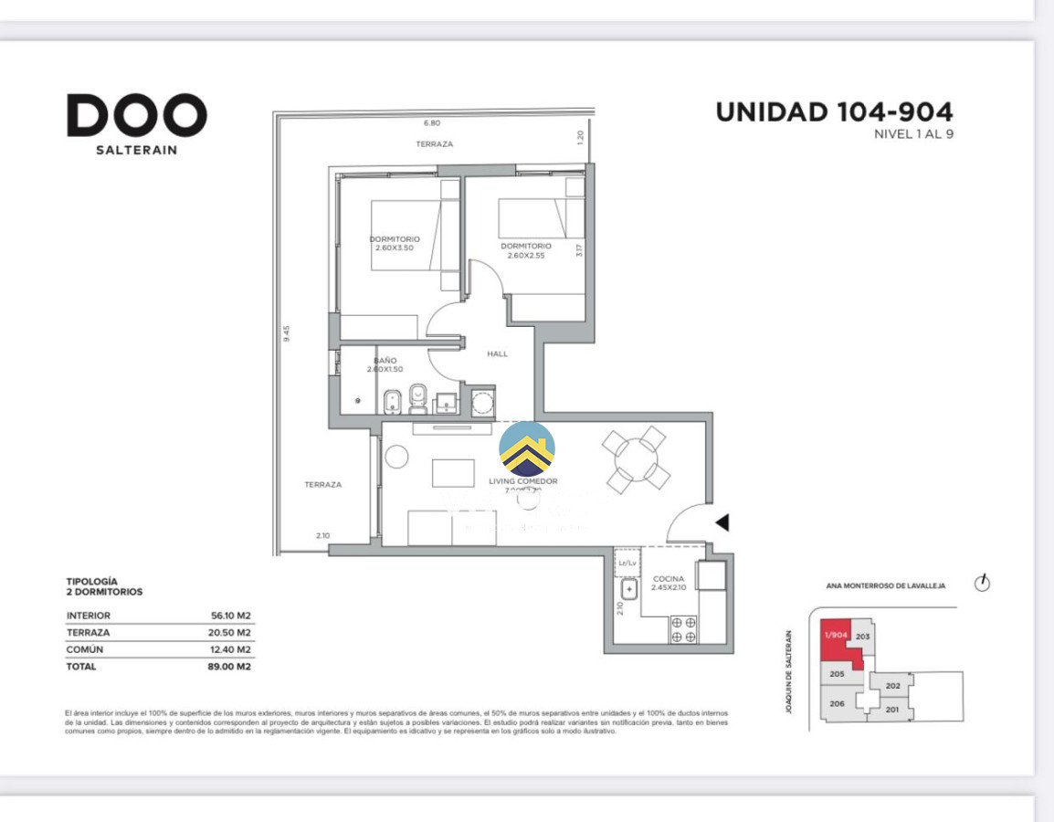 Apartamento ID.436 - Alquiler apartamento 2 dormitorios a estrenar cordón + garaje cochera doo salterain 