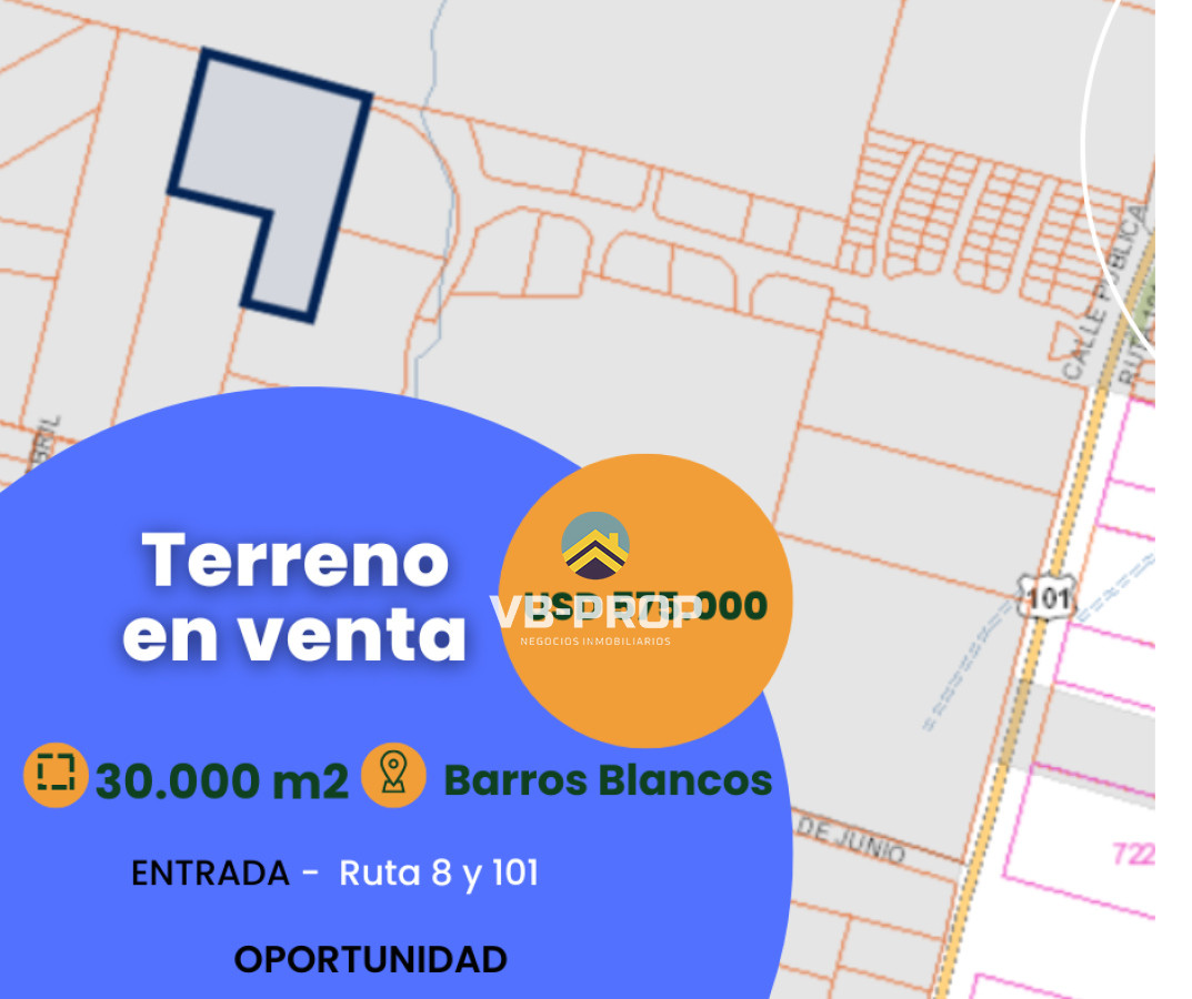 Terreno ID.206 - Venta terreno barros blancos 3hás logística ruta 101