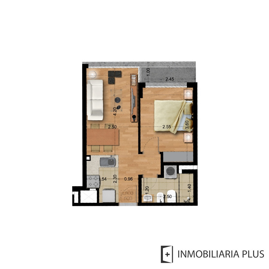 Apartamento ID.1130 - Apartamento en Venta de 1 Dormitorio con barbacoa en la Blanqueada de Montevideo