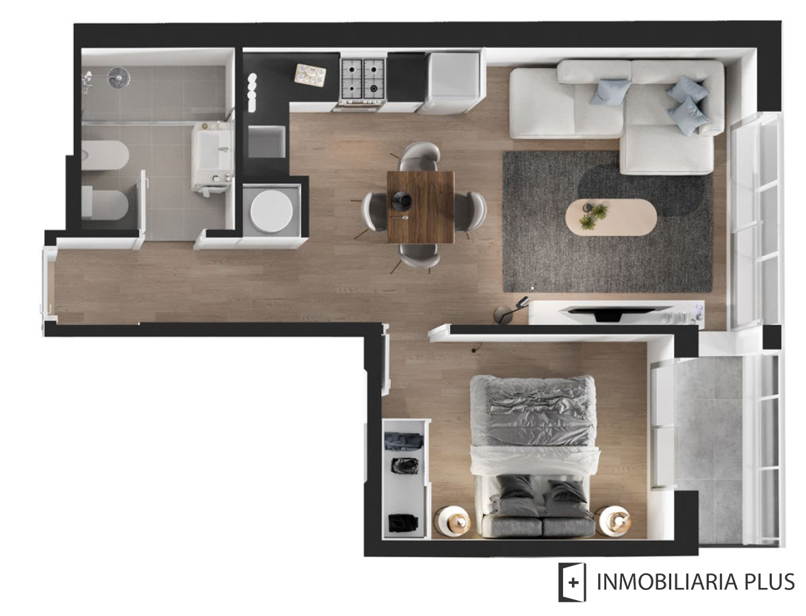 Apartamento ID.1078 - Venta de Apartamento de 1 Dormitorio en Tres Cruces con Barbacoa Gym, Lavadero y Bajos Gastos