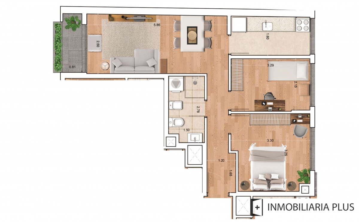 Apartamento ID.545 - Venta de Apartamento 2 Dormitorios al frente en Piso 9 en Palermo Soho C831-906