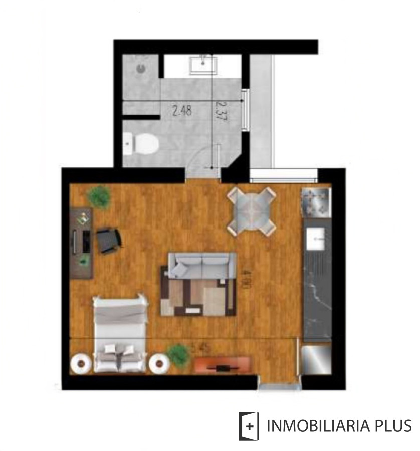 Apartamento ID.1286 - Monoambiente en Venta en el Centro de Montevideo con barbacoa y depósito a pasos de la Rambla y Av. Dieciocho de Julio y el Edificio Presidencia