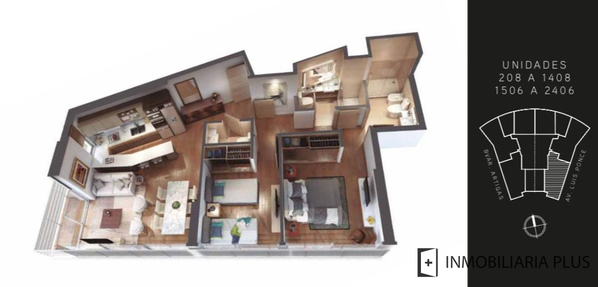 Apartamento ID.1741 - Venta de Apartamento de 2 dormitorios en Pocitos con terraza en Montevideo