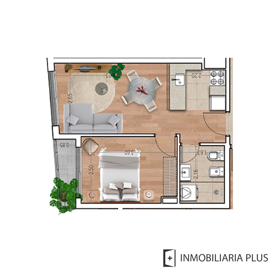 Apartamento ID.1119 - Venta de Apartamento de 1 Dormitorio con barbacoa en Av 8 de Octubre 