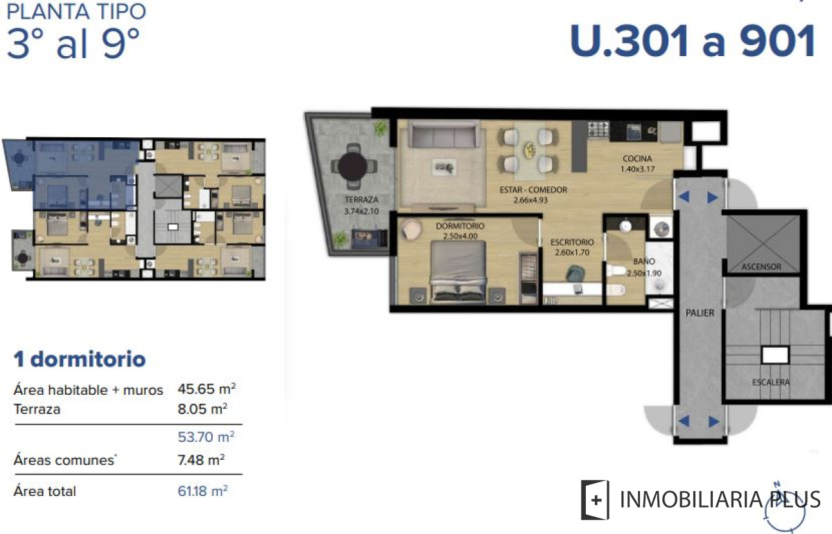 Apartamento ID.744 - Apartamento Vivienda Promovida de 1 dormitorio con Parrillero y más en NOI Trueba C744B