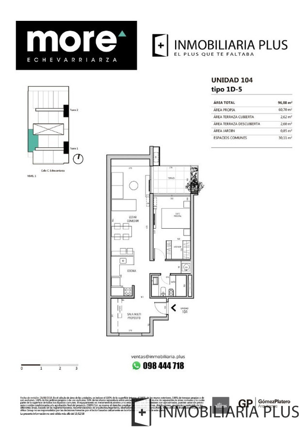 Apartamento ID.64 - 1 Dormitorio A Estrenar En Pocitos U$s 47.800 De Entrega Sobre Echevarriarza Con Todos Los Servicios.