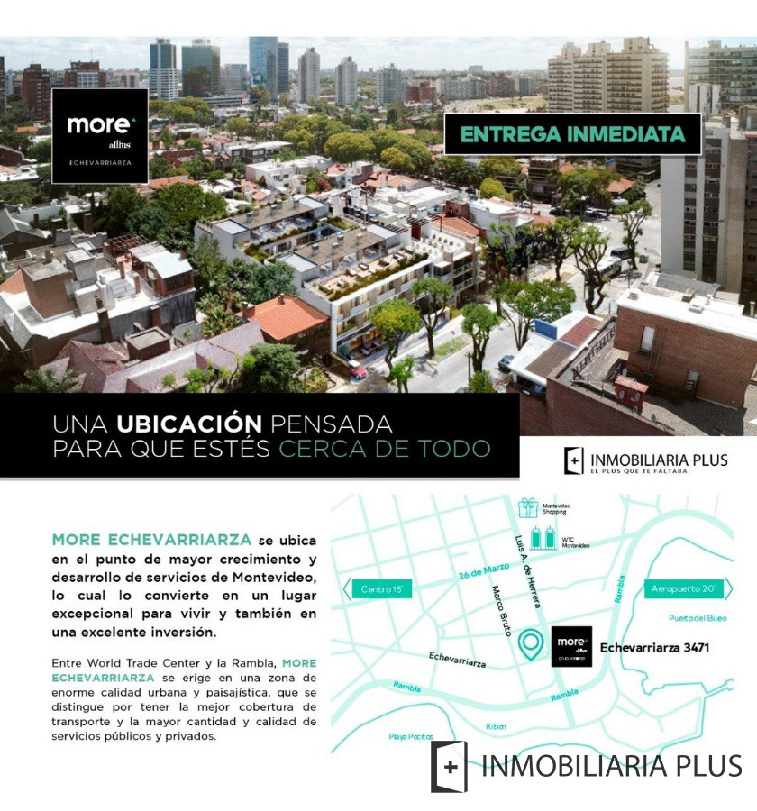 Apartamento ID.64 - 1 Dormitorio A Estrenar En Pocitos U$s 47.800 De Entrega Sobre Echevarriarza Con Todos Los Servicios.