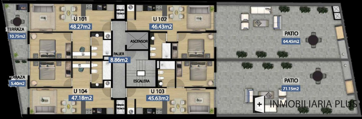 Apartamento ID.745 - Apartamento de 1 dormitorio Vivienda Promovida con gran terraza de 71 m2 Parrillero y más en NOI Trueba C745-103B