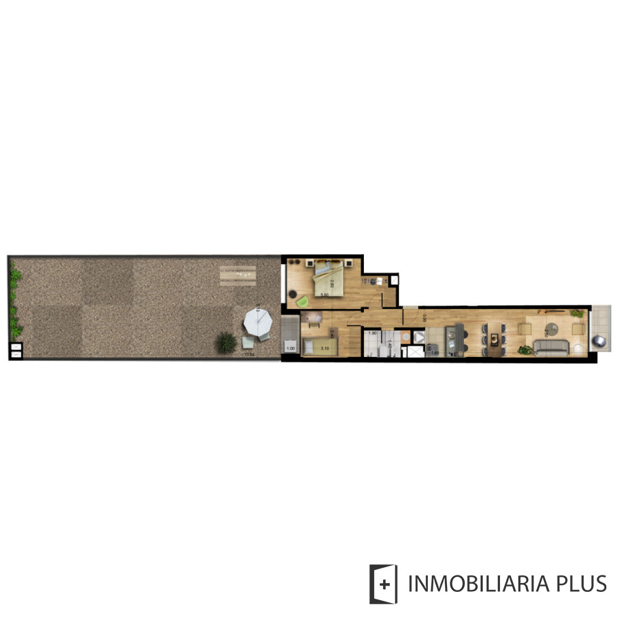 Apartamento ID.958 - Alquiler de Apartamento en Cordón SUR 2 Dormitorios al frente con GRAN FONDO, garaje, barbacoa y más