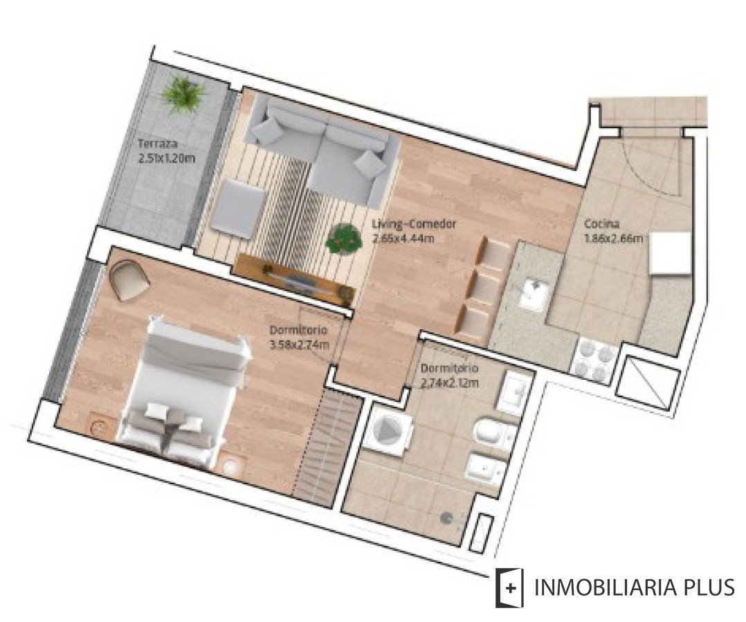 Apartamento ID.516 - Alquiler de Apartamento de 1 dormitorio con gym, barbacoa, cowork y más en Tres Cruces Montevideo