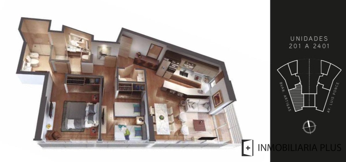 Apartamento ID.1742 - Venta de Apartamento de 2 dormitorios en Pocitos con terraza en Montevideo