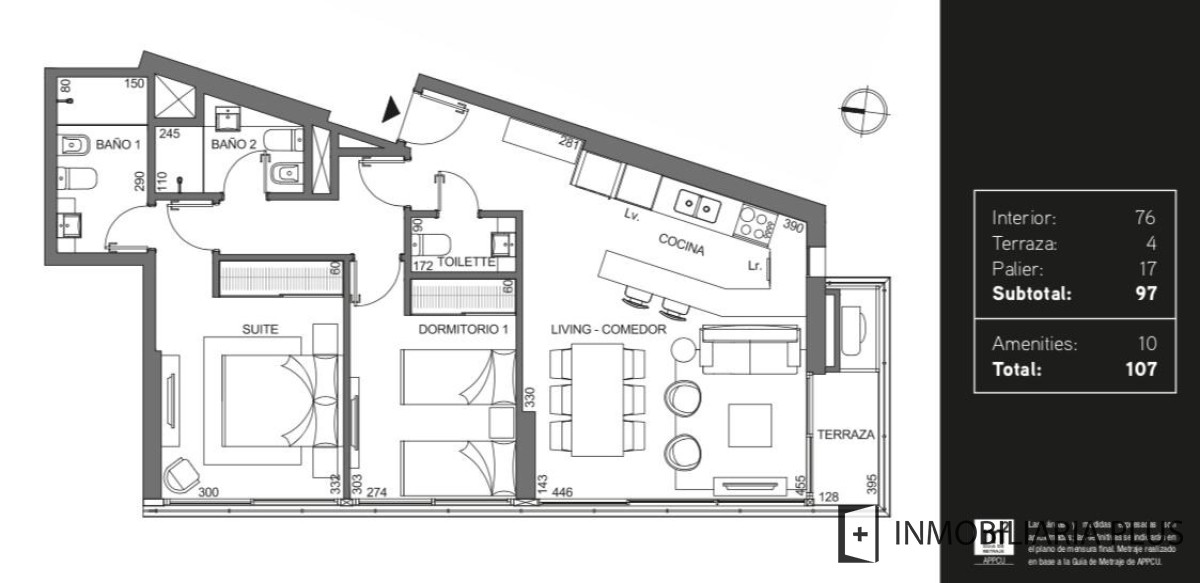 Apartamento ID.1742 - Venta de Apartamento de 2 dormitorios en Pocitos con terraza en Montevideo