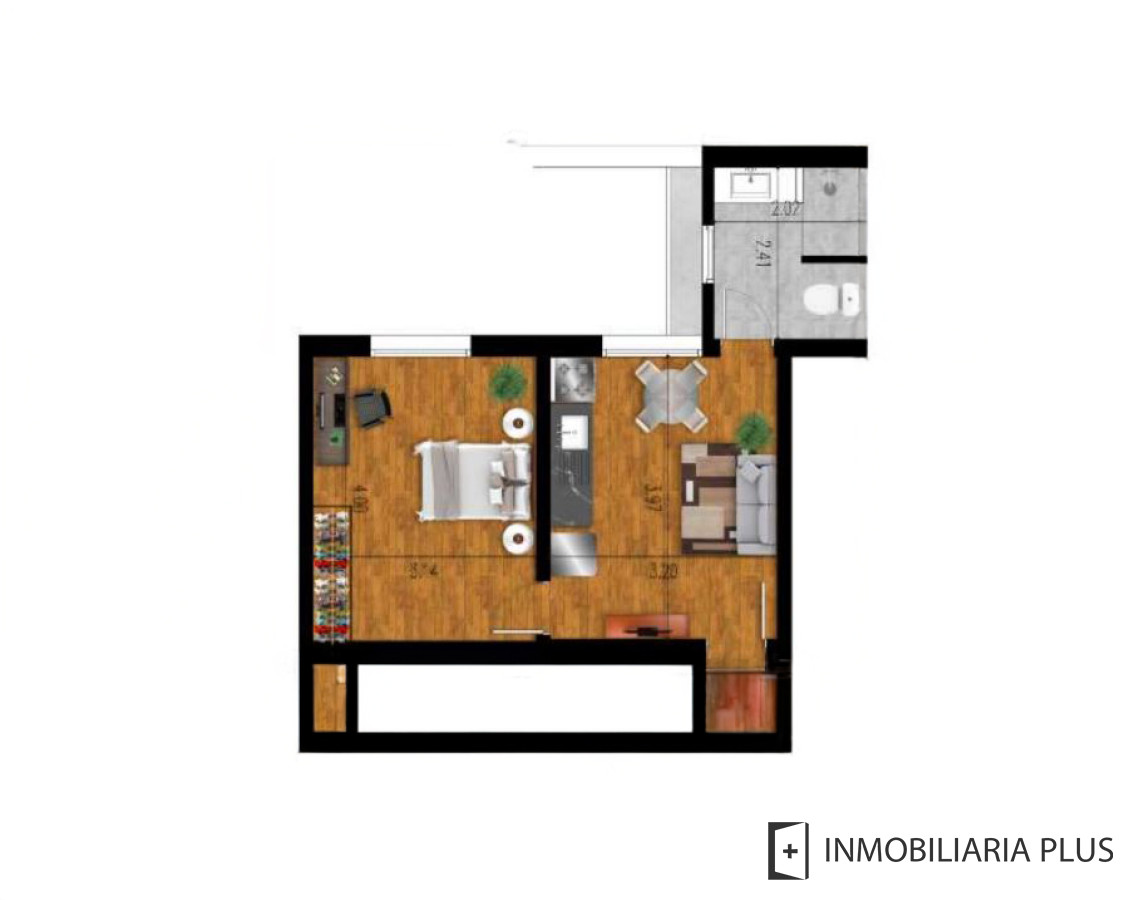 Apartamento ID.1289 - Apartamento en Venta de 1 Dormitorio en el Barrio Sur de Montevideo con barbacoa y depósito a pasos de la Rambla y Av. Dieciocho de Julio