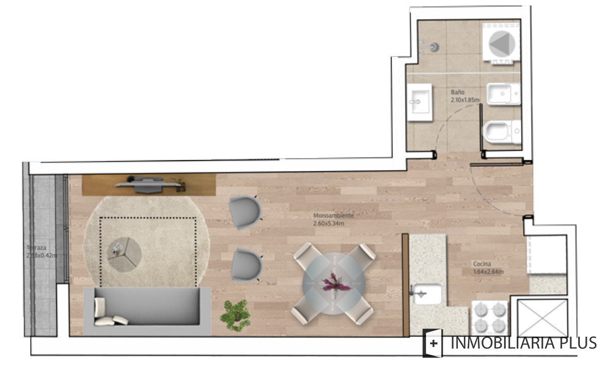 Apartamento ID.1413 - Alquiler de Monoabiente en Tres Crucesa pasos de todo en Montevideo