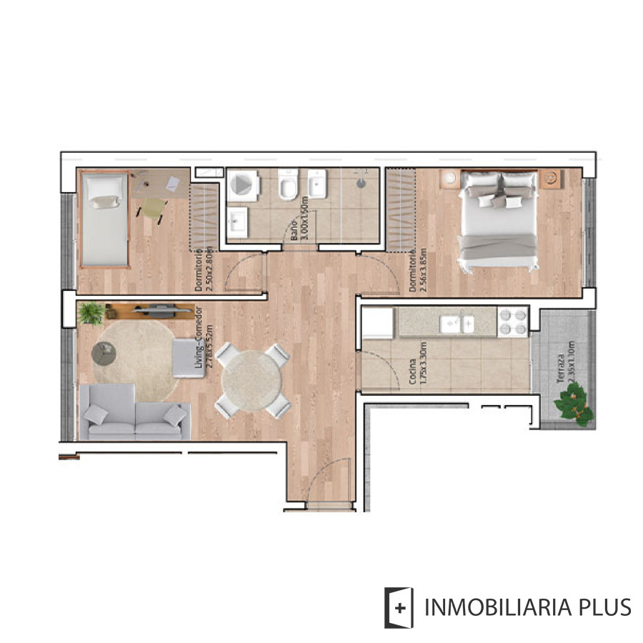Apartamento ID.1454 - Alquiler de Apartamento de 2 Dormitorios en Tres Cruces Montevideo
