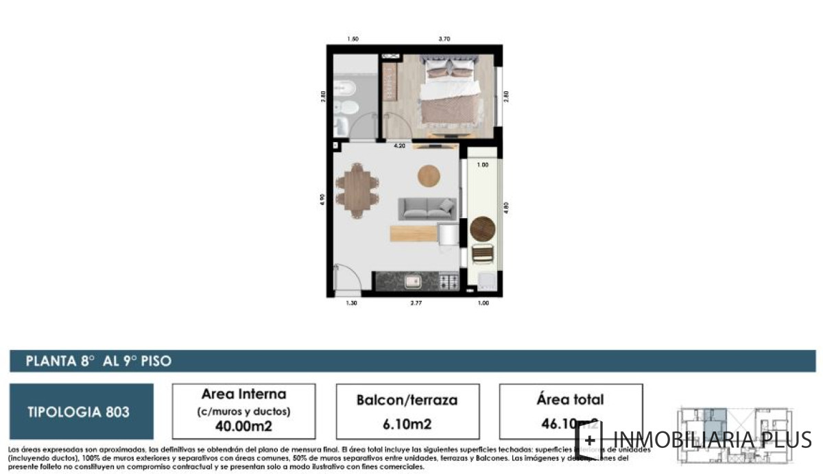 Apartamento ID.776 - Venta de apartamento de 1 dormitorio en Cordón