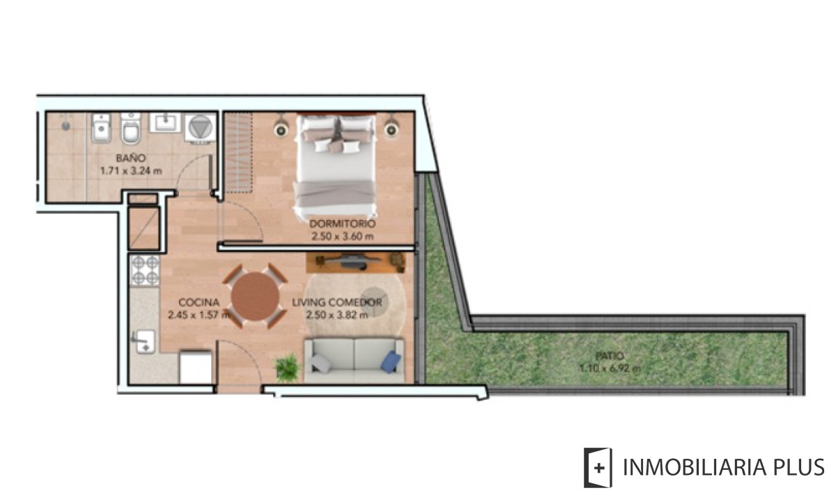 Apartamento ID.1460 - Alquiler de Apartamento de 1 Dormitorio con Terraza propia, Garaje, Barbacoa, Gym y más servicios 