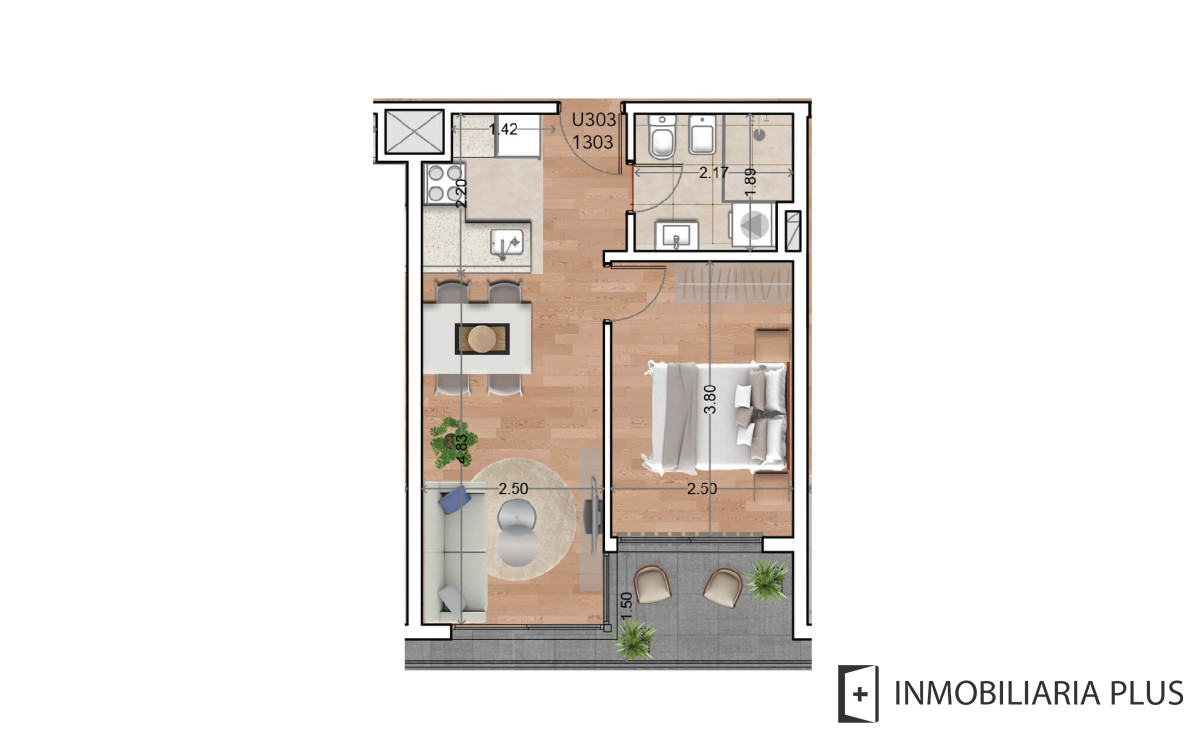 Apartamento ID.541 - Venta de Apartamento 1 Dormitorio Al frente en Piso 11 en Palermo Soho C831-1103