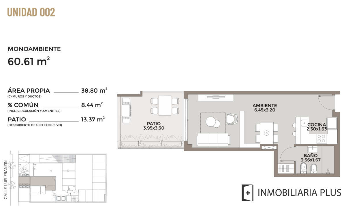 Apartamento ID.1441 - Venta de Monoambiente de 60m2 a estrenar en Punta Carretas con patio interno privado, gym, barbacoa, lavadero y más en Montevideo