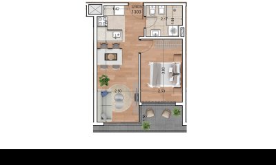 Venta de Apartamento 1 Dormitorio Al frente en Piso 11 en Palermo Soho C831-1103