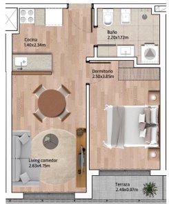  Venta de Apartamento en Tres Cruces con 1 dormitorio barbacoa, sala de estudio y lectura, solarium y más 