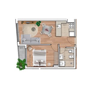  Venta de Apartamento de 1 Dormitorio con barbacoa en Av 8 de Octubre 