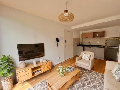  Alquiler de Apartamento de 1 Dormitorio con Terraza propia, Garaje, Barbacoa, Gym y más servicios 