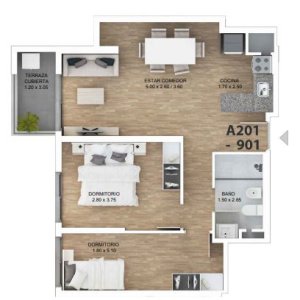 Venta de Apartamento a estrenar de 2 Dormitorios en Tres Cruces con barbacoa, piscina y más C978-201