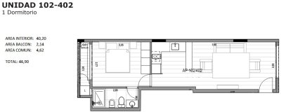  Venta de Apartamento a estrenar con 1 Dormitorio y bajos gastos en Goes Montevideo C756-402B