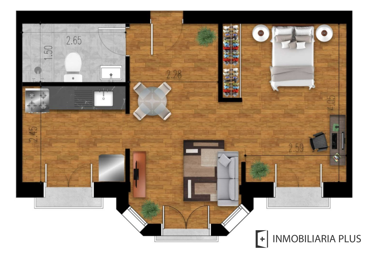 Apartamento ID.1286 - Monoambiente en Venta en el Centro de Montevideo con barbacoa y depósito a pasos de la Rambla y Av. Dieciocho de Julio y el Edificio Presidencia