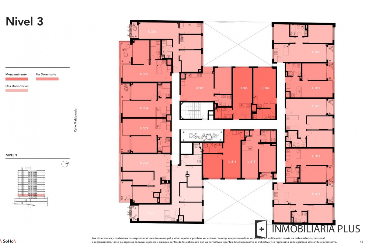 Apartamento ID.545 - Venta de Apartamento 2 Dormitorios al frente en Piso 9 en Palermo Soho C831-906