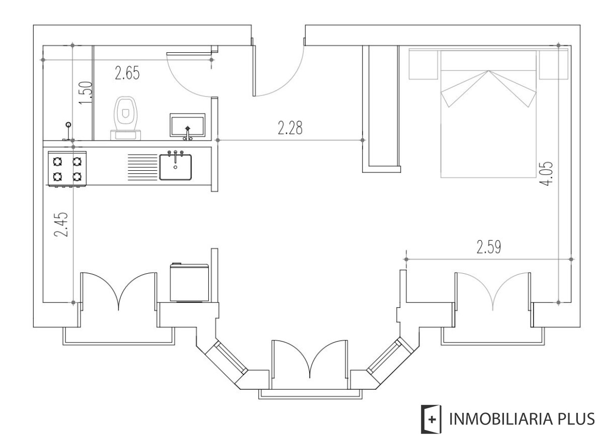 Apartamento ID.1286 - Monoambiente en Venta en el Centro de Montevideo con barbacoa y depósito a pasos de la Rambla y Av. Dieciocho de Julio y el Edificio Presidencia