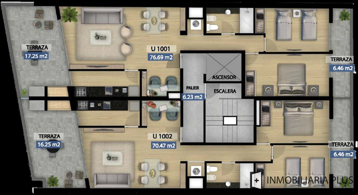 Apartamento ID.745 - Apartamento de 1 dormitorio Vivienda Promovida con gran terraza de 71 m2 Parrillero y más en NOI Trueba C745-103B
