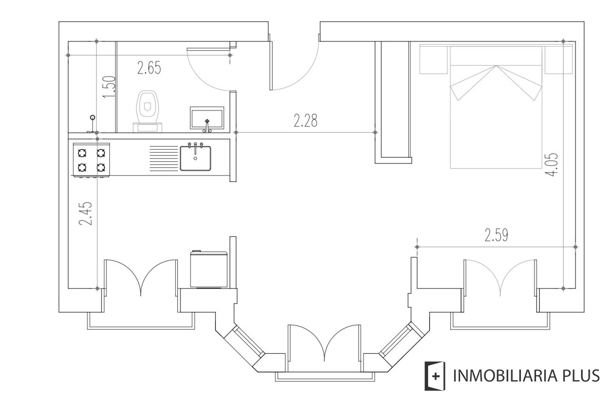 Apartamento ID.1286 - Monoambiente en Venta en el Centro de Montevideo con barbacoa y depósito a pasos de la Rambla y Av. Dieciocho de Julio y el Edificio Presidencia