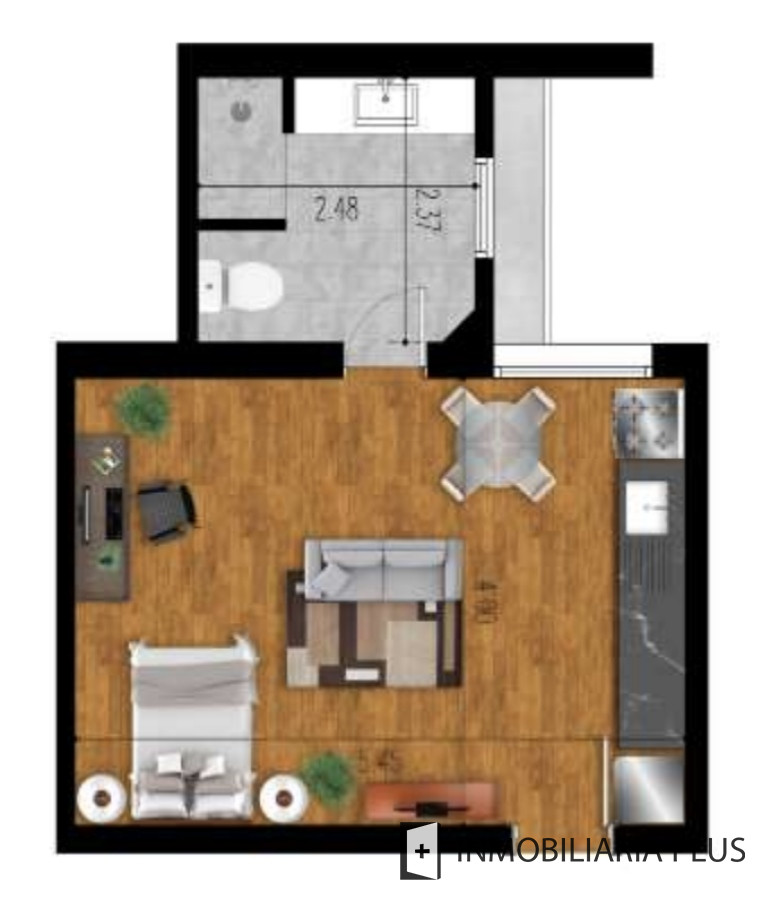Apartamento ID.1286 - Monoambiente en Venta en el Centro de Montevideo con barbacoa y depósito a pasos de la Rambla y Av. Dieciocho de Julio y el Edificio Presidencia