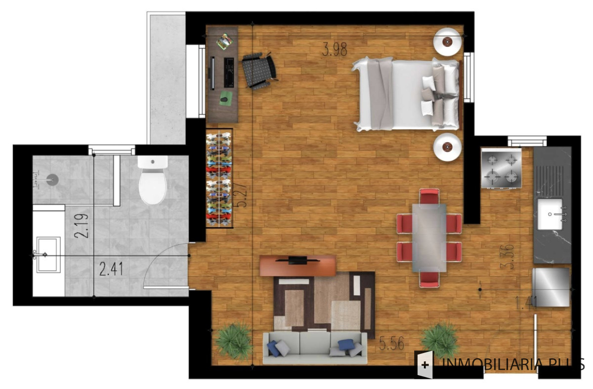 Apartamento ID.1286 - Monoambiente en Venta en el Centro de Montevideo con barbacoa y depósito a pasos de la Rambla y Av. Dieciocho de Julio y el Edificio Presidencia