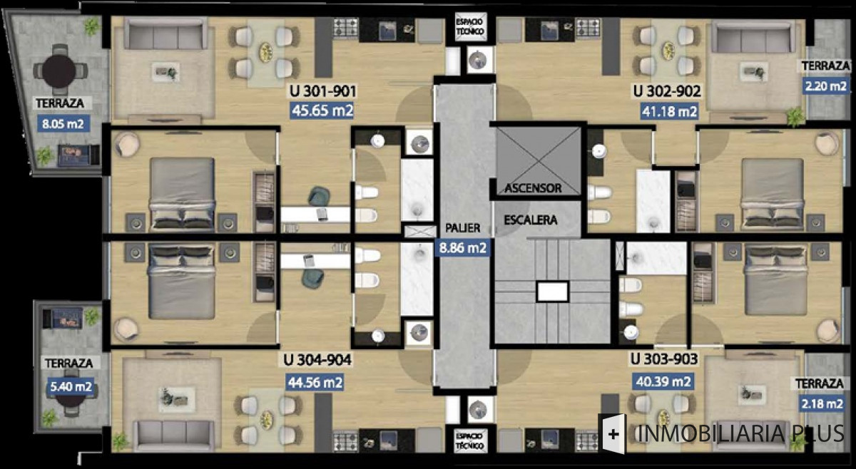 Apartamento ID.745 - Apartamento de 1 dormitorio Vivienda Promovida con gran terraza de 71 m2 Parrillero y más en NOI Trueba C745-103B