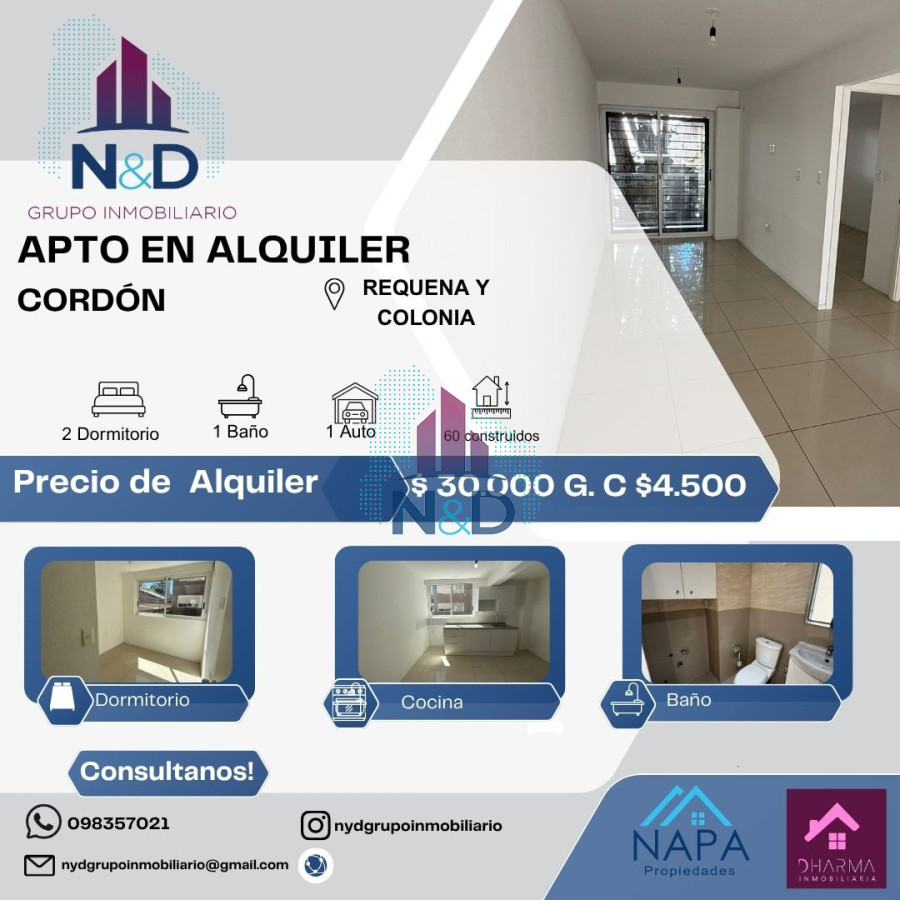 Apartamento ID.160 - ALQUILER APARTAMENTO, 2 DORMITORIOS Y GARAGE, CORDÓN