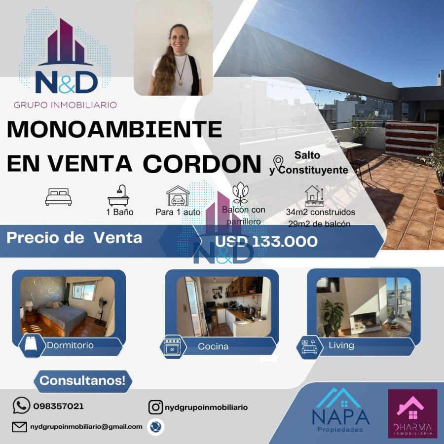 Apartamento ID.165 - Venta Monoambiente tipo penthouse  Cordón 
