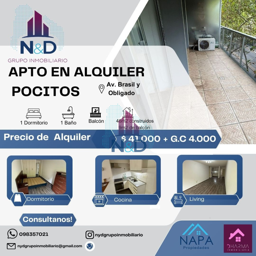 Apartamento ID.167 - Alquiler apto de 1 dormitorio y garaje