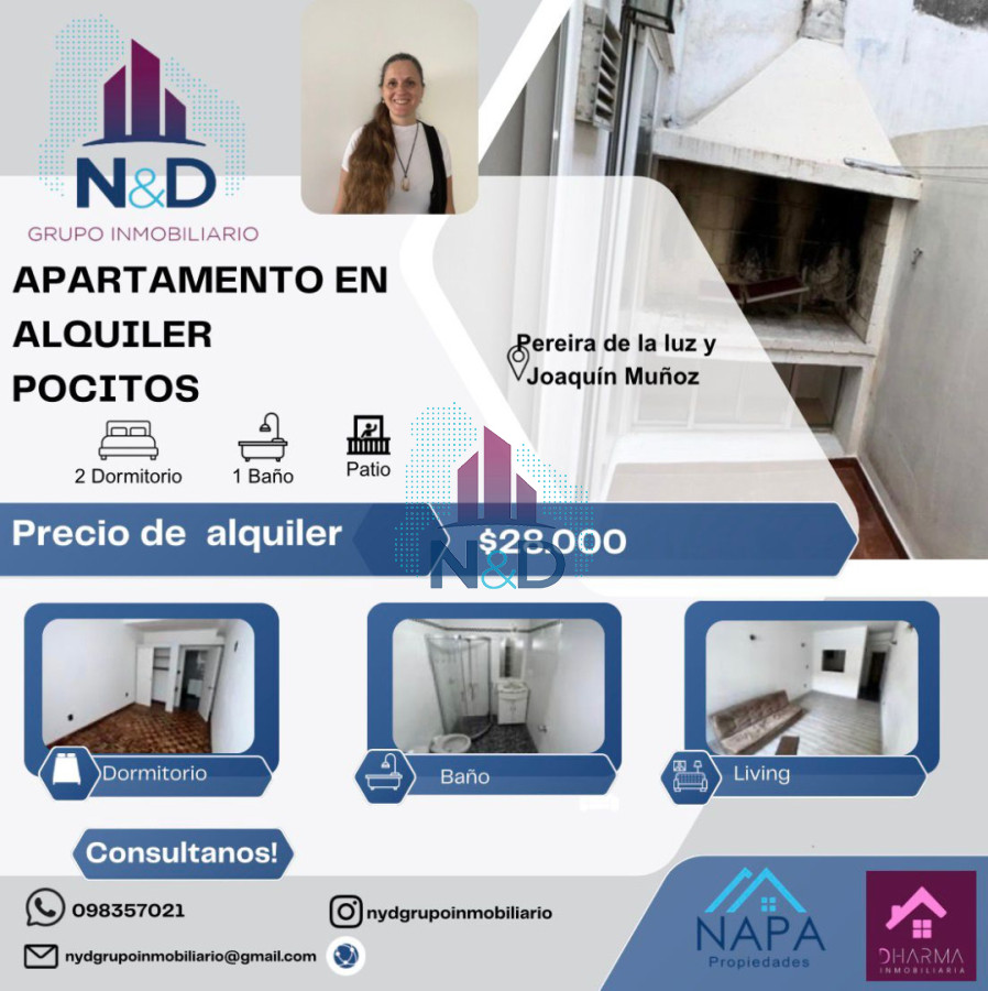 Apartamento ID.168 - ALQUILER DOS DORMITORIOS CON PATIO Y PARRILLERO EN POCITOS 