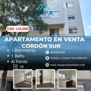 VENTA APARTAMENTO, 1 DORMITORIOS EN CORDÓN SUR